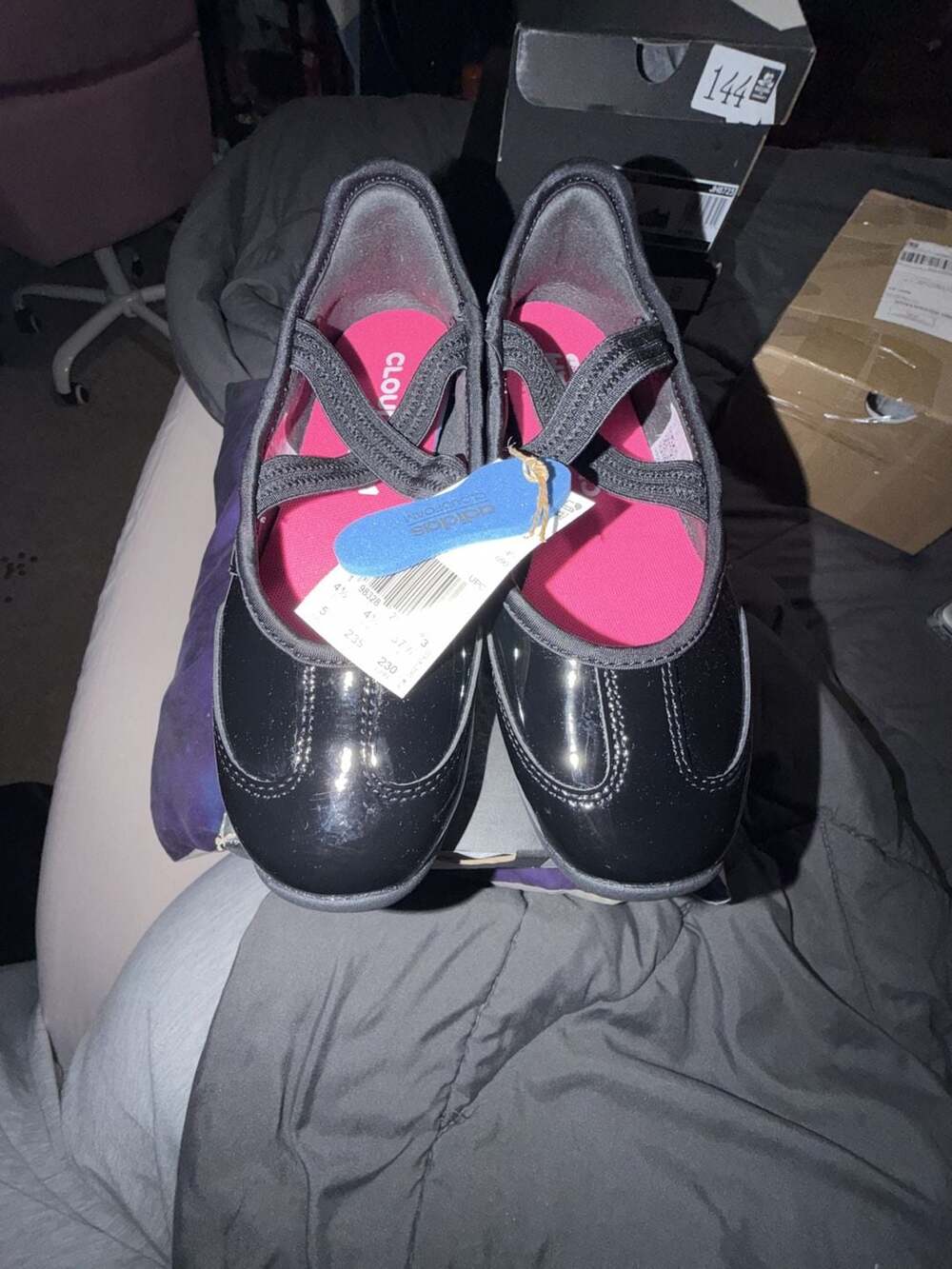 Adidas Barreda Mary Jane J Black Patent Kids Sneakers Size 5